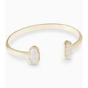 Kendra Scott Elton Gold Tone White Opal Cuff Bracelet New In Box